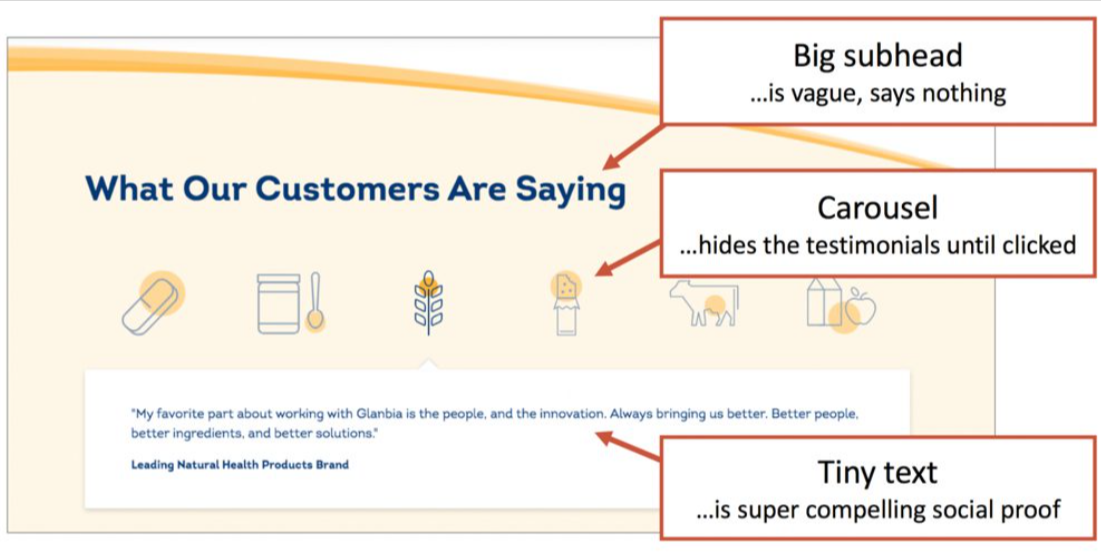 Websites with poor social proof